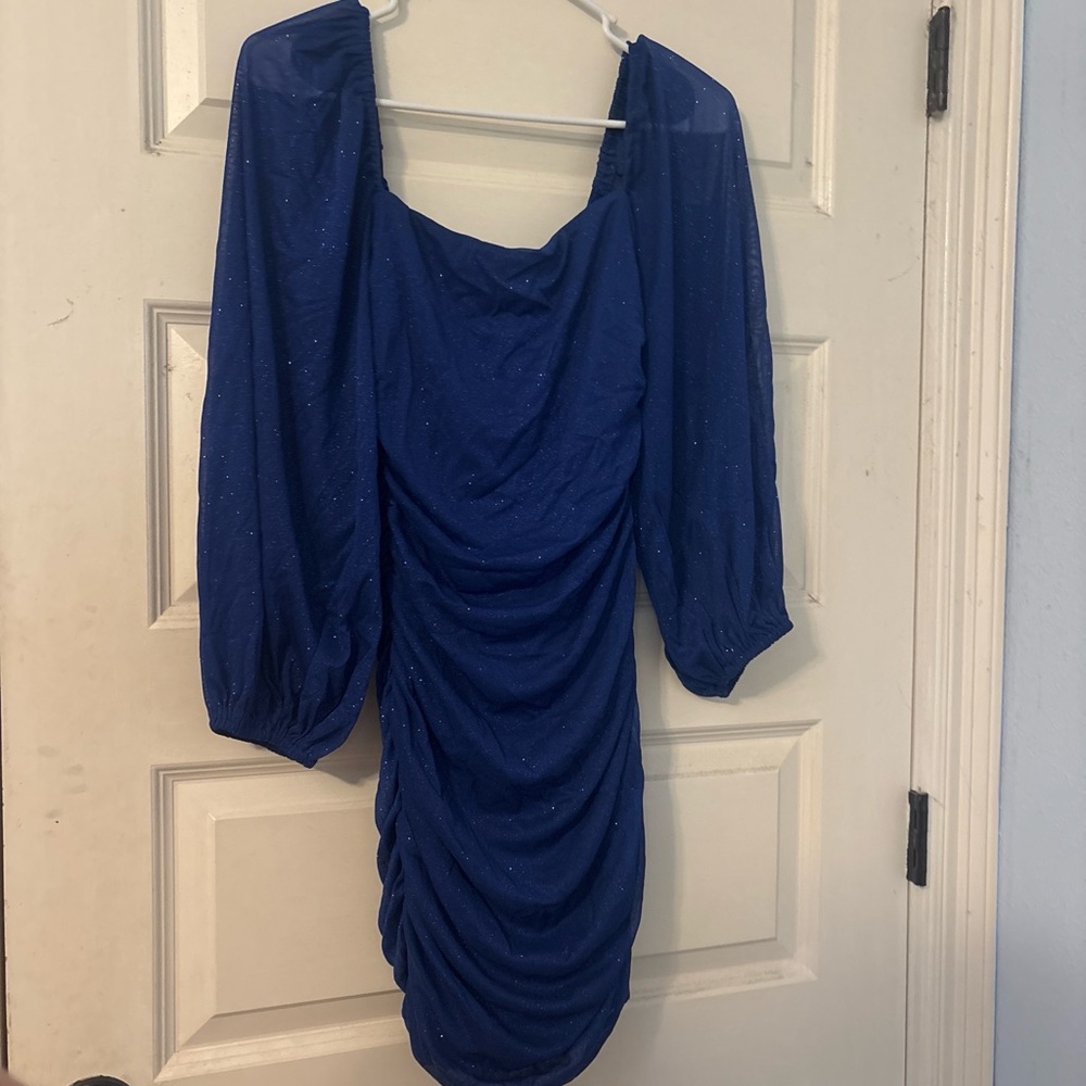 B Darlin Royal Blue Ruched Mini Dress